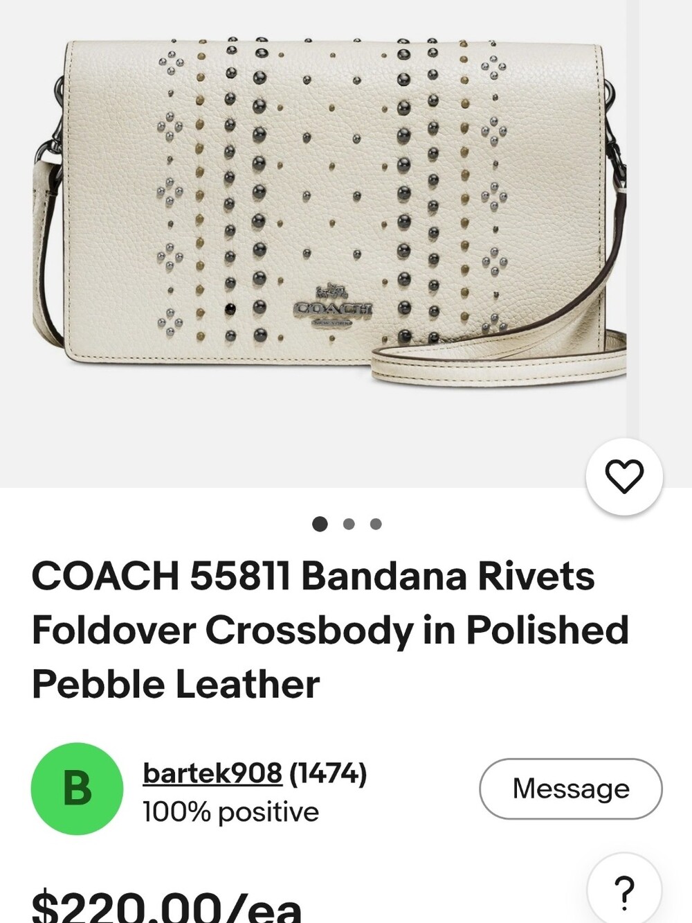 Coach Cream Pebbled Leather Zip Wallet/ Purse with Silver Hardware